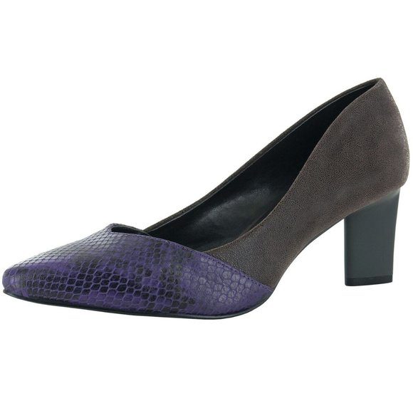 NWT LORI GOLDSTEIN KATE LEATHER COLOR BLOCK HEEL 8 - Picture 2 of 12